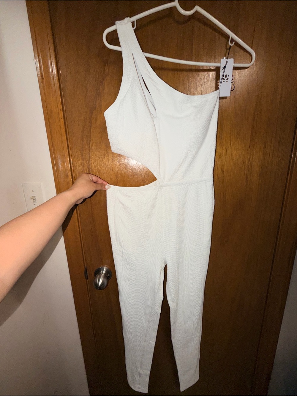 GIGI C White One-Shoulder Cutout Jumpsuit